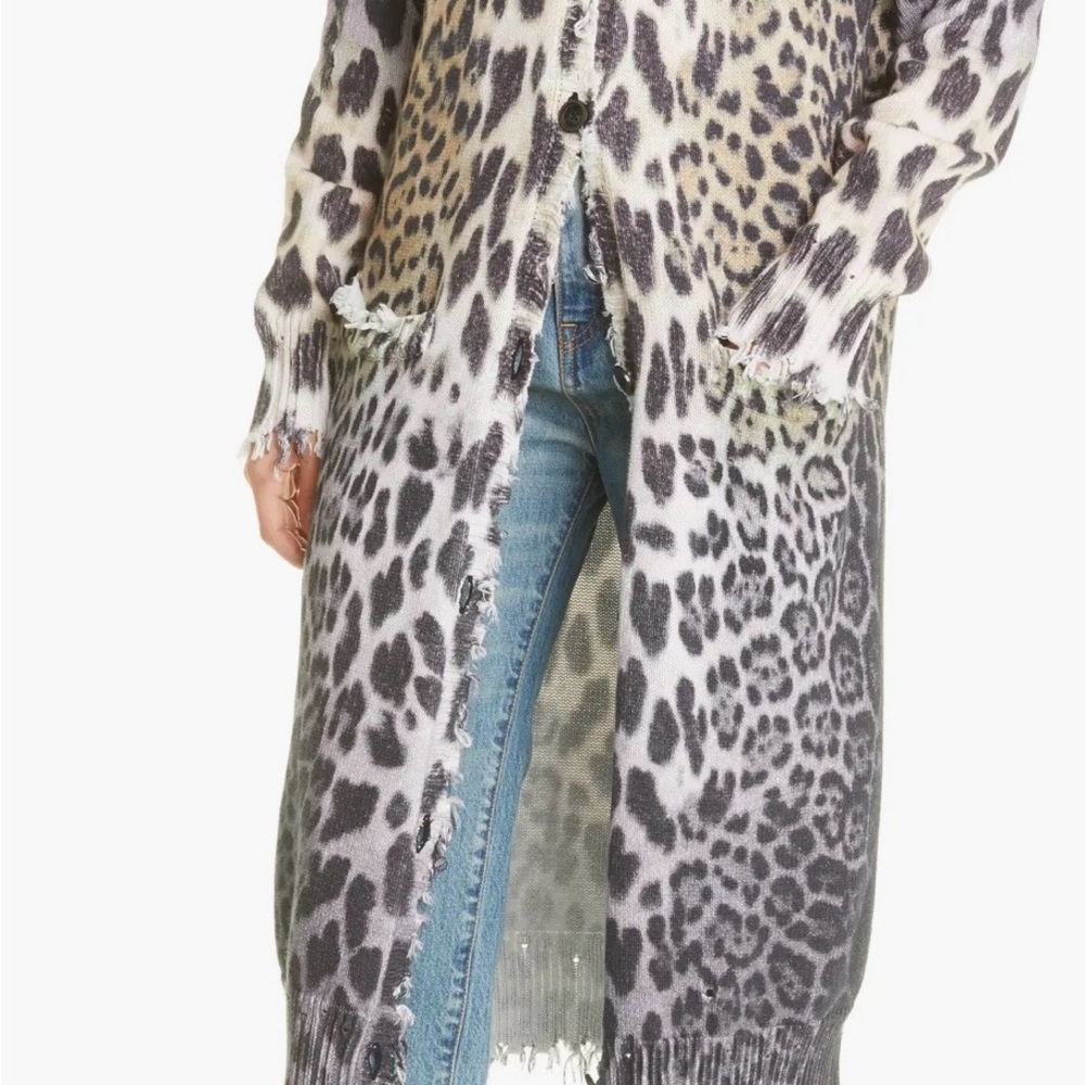 R13 Cotton $1295Leopard Print Long Cardigan Sweater SOLD OUT - Picture 2 of 2
